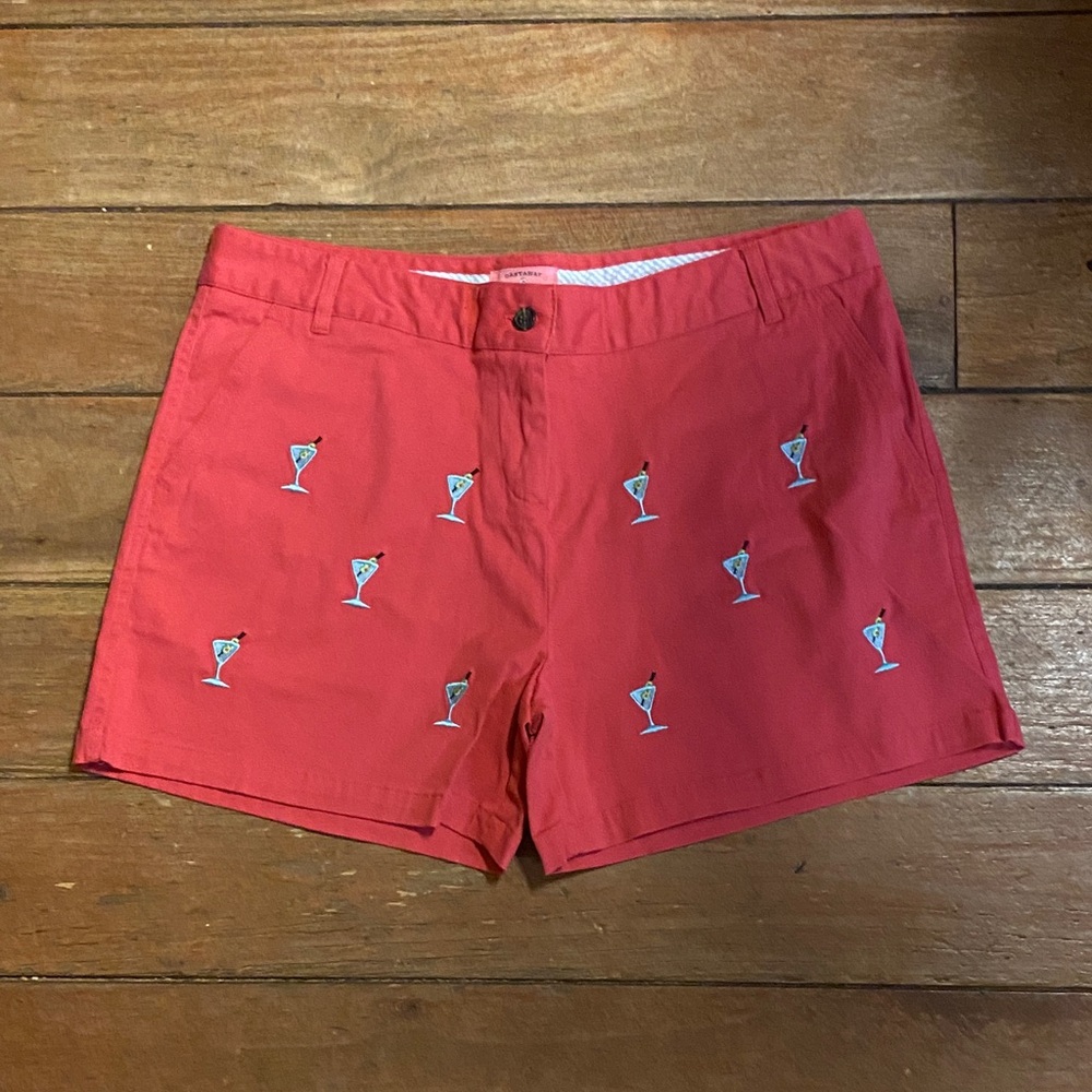 Castaway Red Embroidered Women Shorts